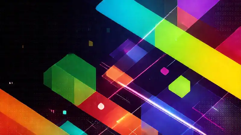 Diseño digital futurista, colores vibrantes y lineal