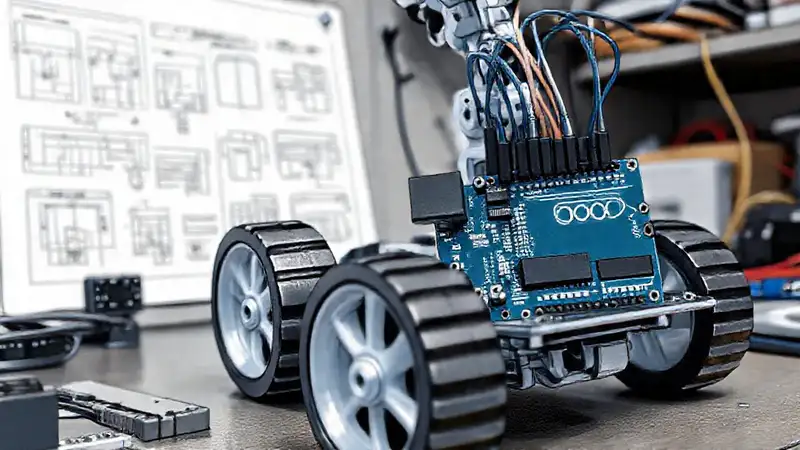Un robot se construye en taller