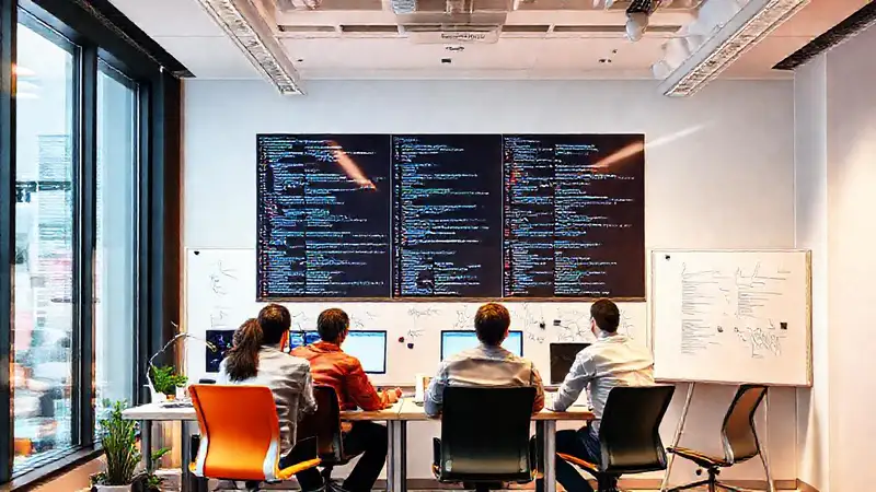 Oficina moderna, código y energía creativa