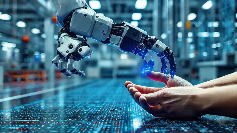 Robótica futurista en fábrica digital