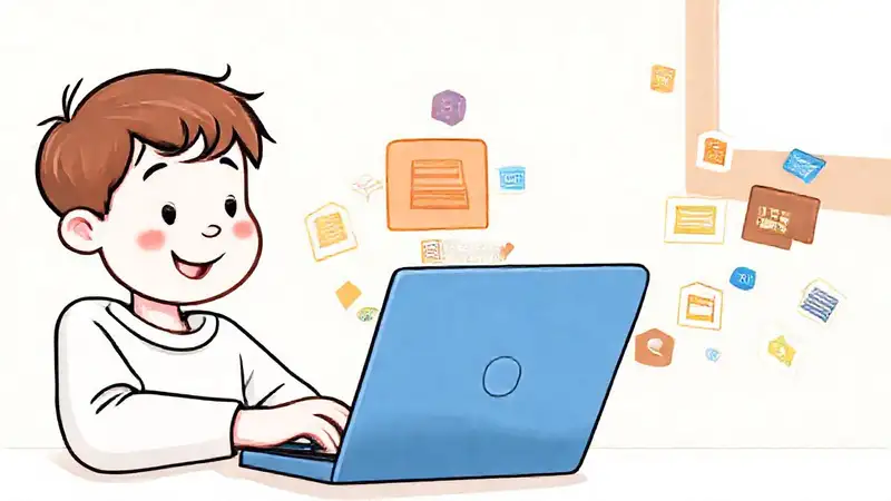 Un niño estudia la base de datos