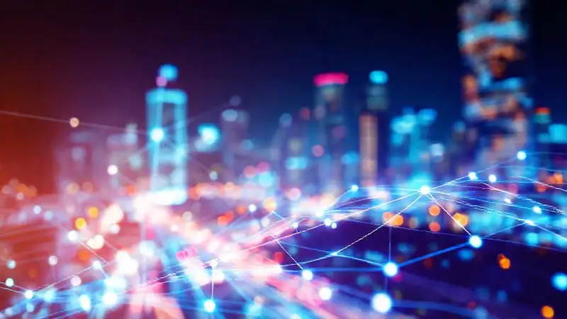 Conexiones digitales futuristas brillan intensamente