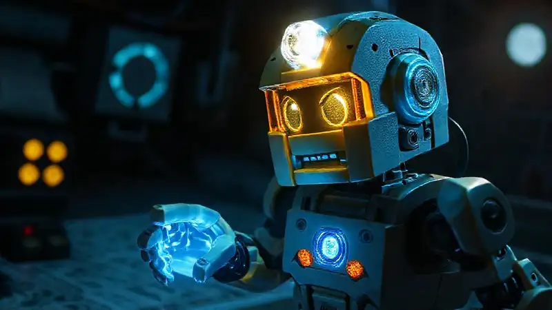 Un robot LEGO ilumina su creación