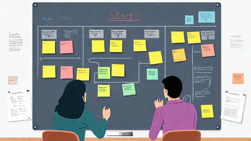 El equipo ágil planifica visualmente colaborativamente