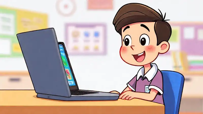 Un estudiante aprende con entusiasmo online