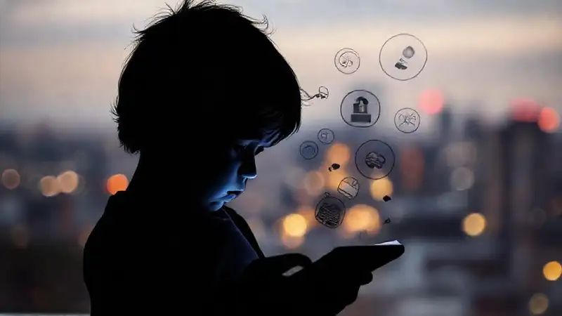 Niño preocupado usa tablet legalmente