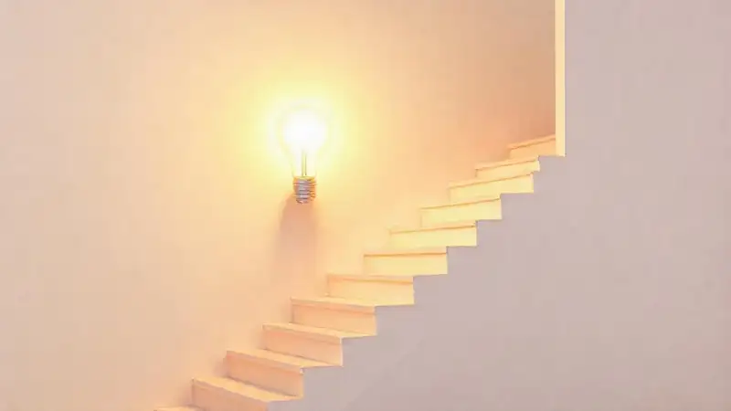 Una escalera luminosa inspira aprendizaje y esperanza
