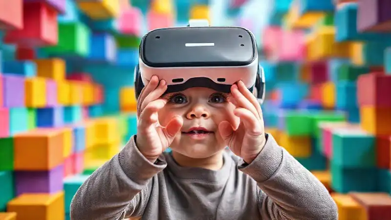 Un niño explora un laberinto virtual