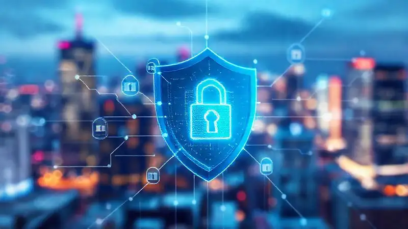 Ciberseguridad protege datos digitales futuristas