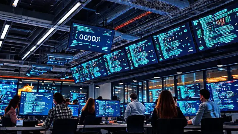Oficina moderna: innovación tecnológica y equipo diverso