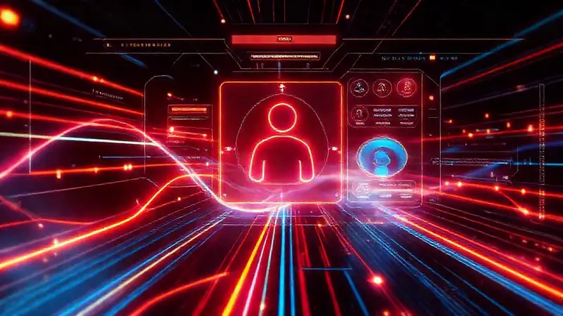 Interfaz digital futurista, vibrante y dinámica