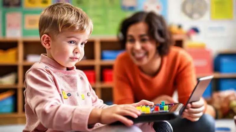 Un niño aprende código con alegría