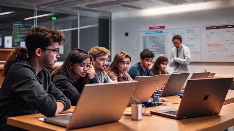 Estudiantes colaboran en clases digitales