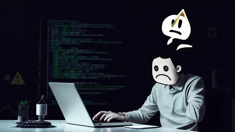 Un programador frustrado enfrenta un error