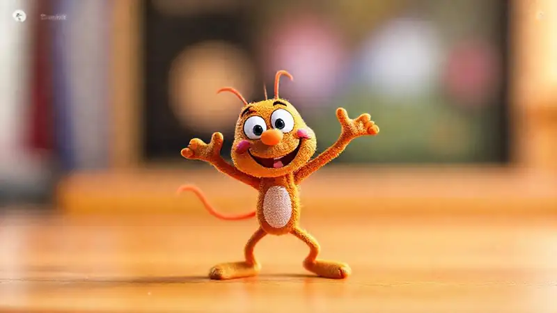 Un personaje Scratch animado aprende alegremente