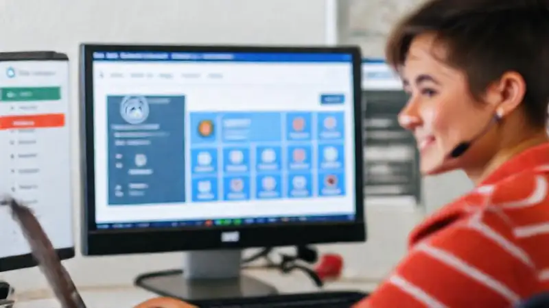 Un estudiante amigable ofrece soporte técnico claro