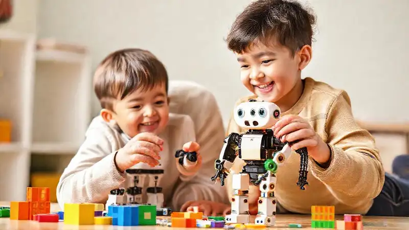 Niños aprenden felices con robots y padres