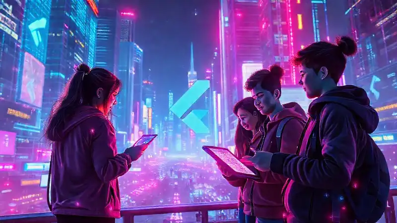 Ciudad futurista digital y vibrante