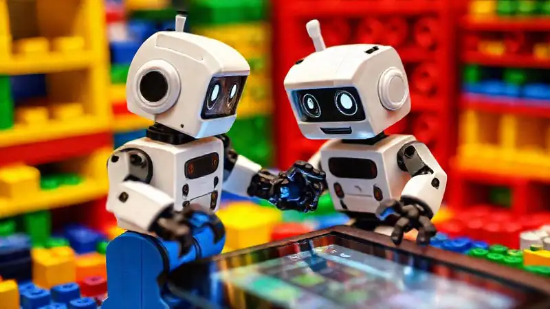 Un robot LEGO interactúa en color