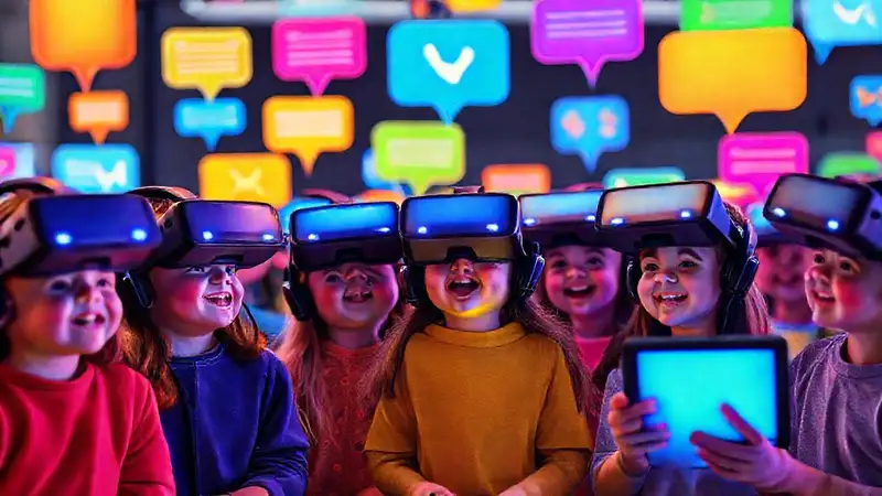 Niños virtuales interactúan alegremente en VR