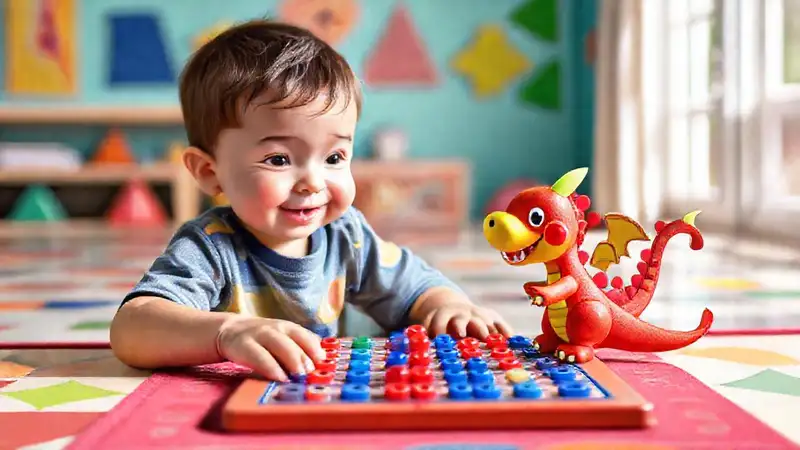 Niño juega Go en entorno alegre