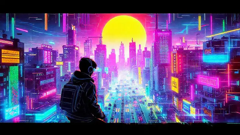 Ciudad futurista vibrante y cautivadora