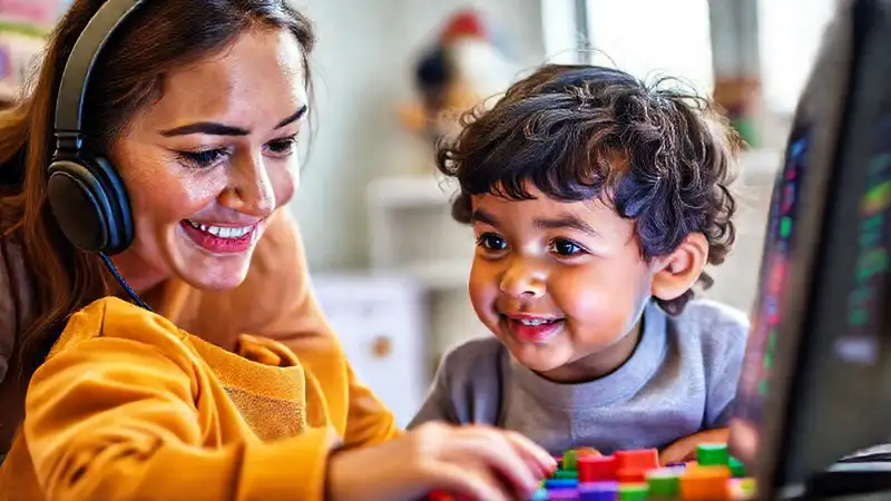 Un niño aprende código con entusiasmo