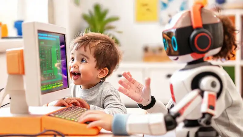 Niños codifican en un ambiente alegre