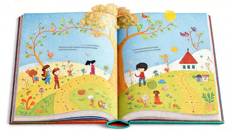 Niños leen, caminos diversos, ilustración mágica