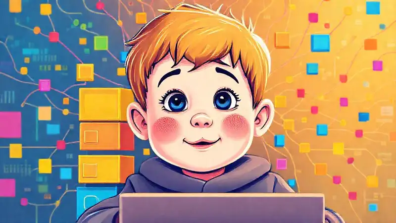 Niño programando en un entorno creativo