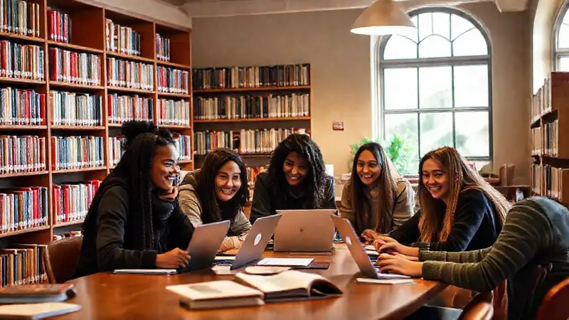 Estudiantes colaboran en un ambiente acogedor