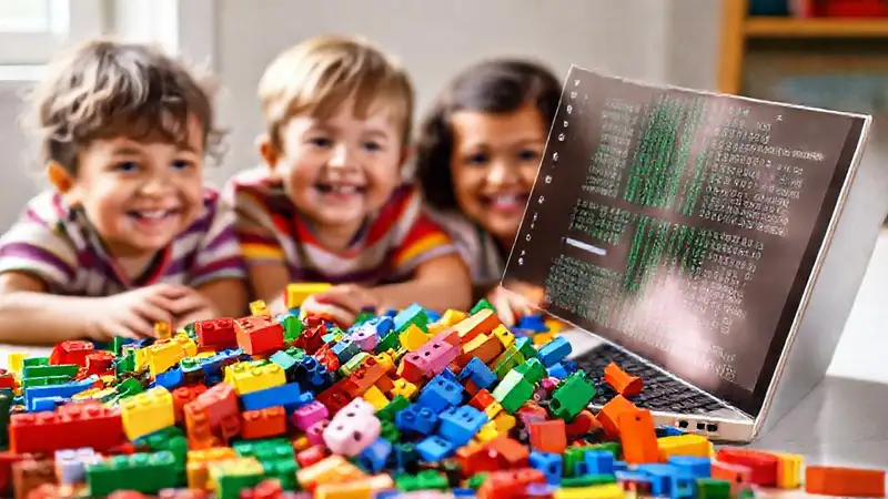 Niños codifican con LEGOs coloridos