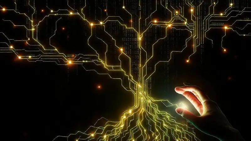 Datos digitales fluyen en la oscuridad