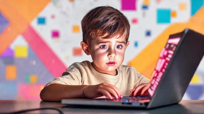 Un niño aprende a codificar