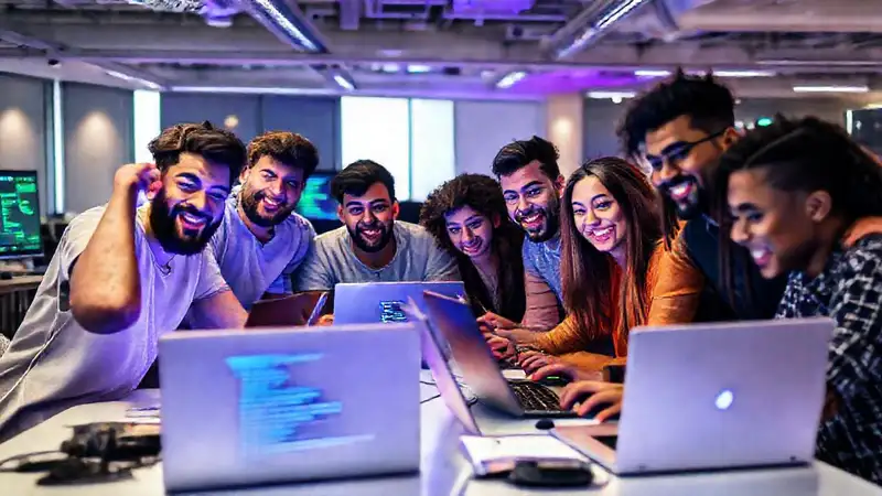 Equipos hackathon colaboran para lograr éxito