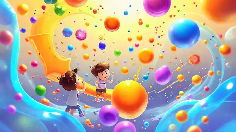 Simulaciones animadas educativas y coloridas entre niños