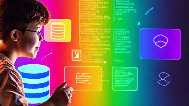 Un joven estudia código digitalmente brillante