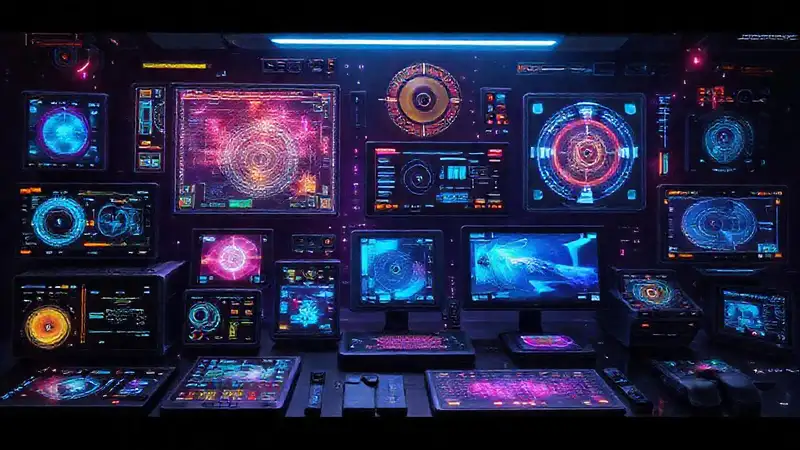 Interfaz futurista y digitalmente vibrante
