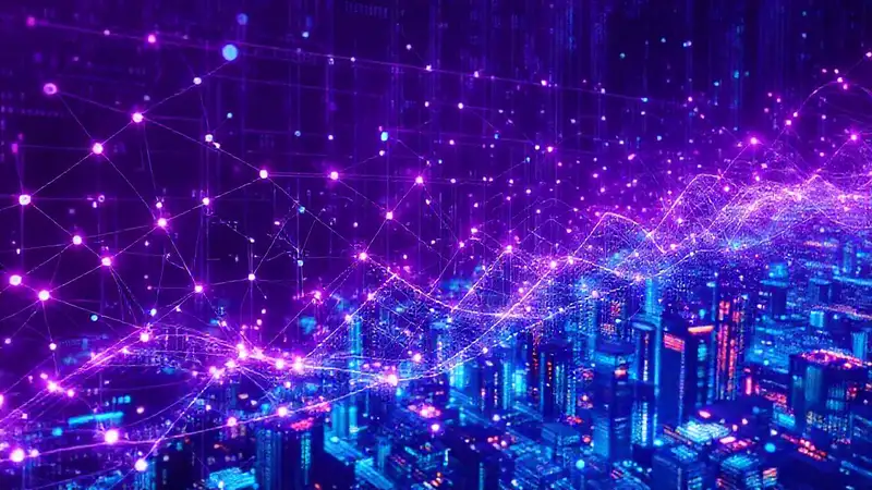 Visualización abstracta: código digital en expansión