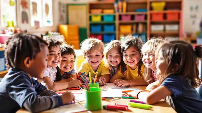 Niños felices aprenden juntos y vibran