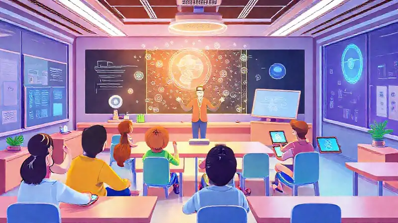 Aula futurista: aprendizaje inmersivo y colorido