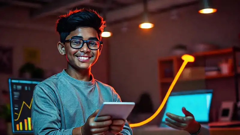Estudiante seguro aprende con éxito