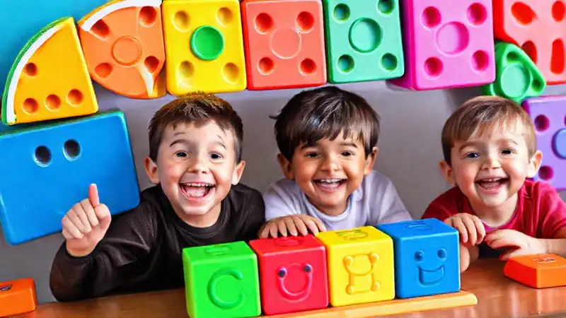Niños aprenden con código colorido alegre