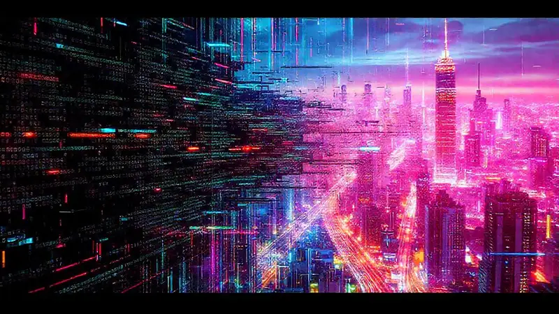 Glitch digital: belleza futurista, inquietante y vibrante