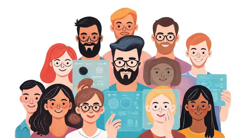 Grupo diverso evalúa diseño UI moderno