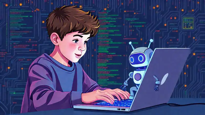 Un adolescente codifica un robot brillante