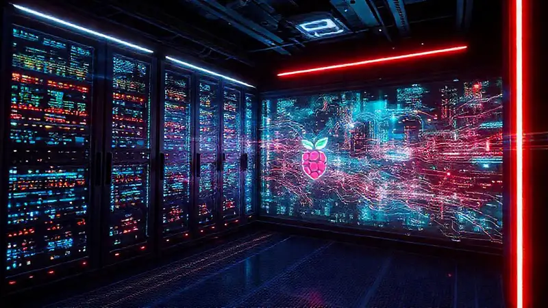 Un salón de servidores futurista digital