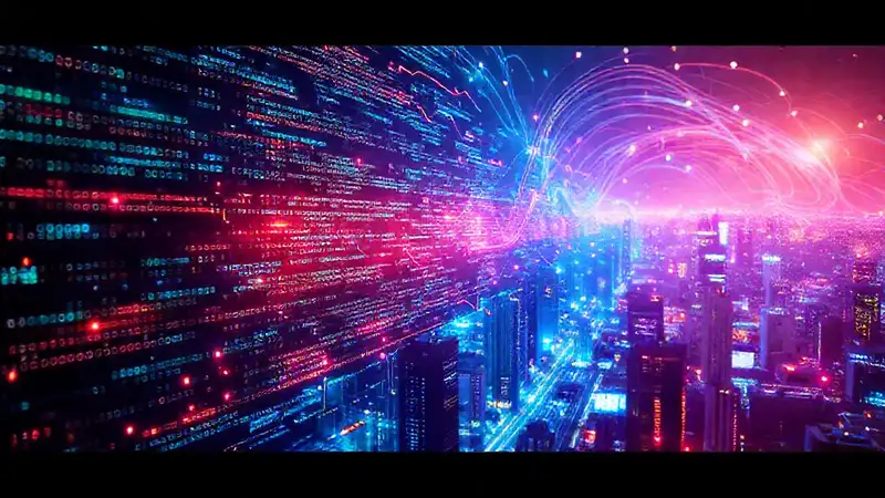 El código digital crea un futuro brillante