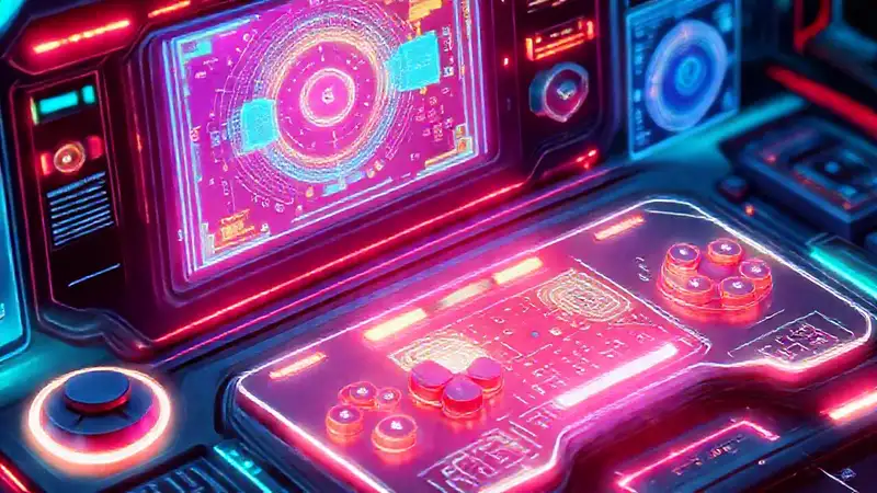 Interfaz digital futurista, colorida e informativa