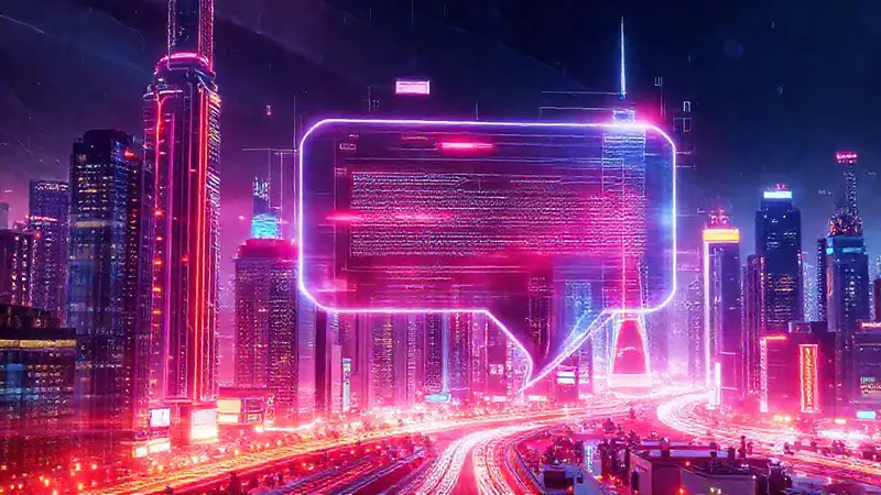 Una ciudad futurista digitalmente vibrante y elegante